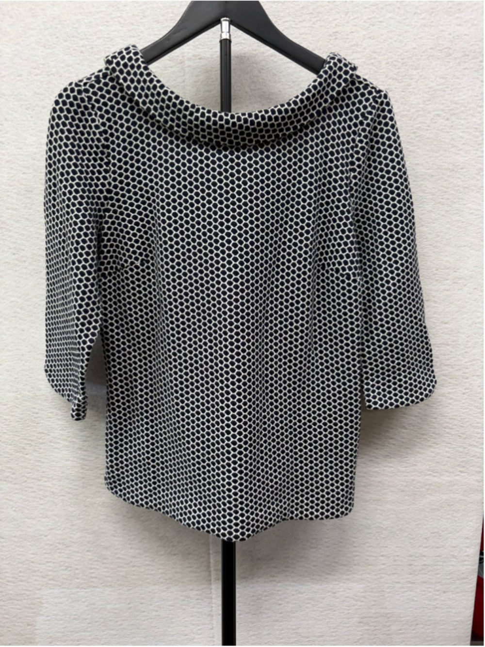 Boden Sarah Ottoman Top Navy White Peter Pan Collar Size US 8